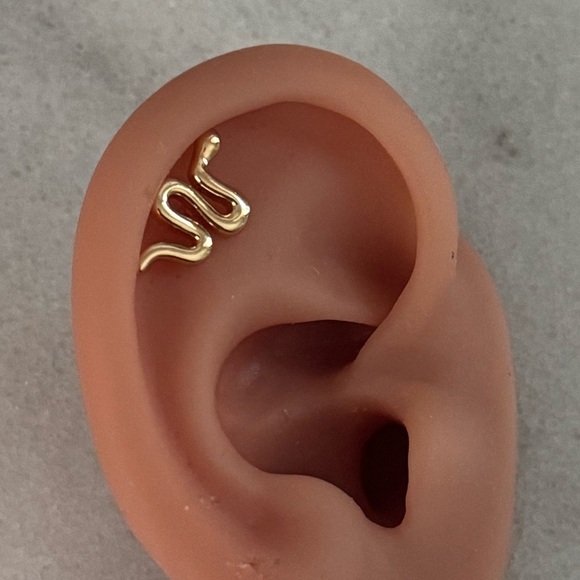 Modest Lu Jewelry - Gold Simple Snake Cartilage Earring 

Brand New

Gold Plated Stainless Steel